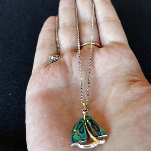 Abalone Sailboat Pendant Necklace - Picture 4 of 6